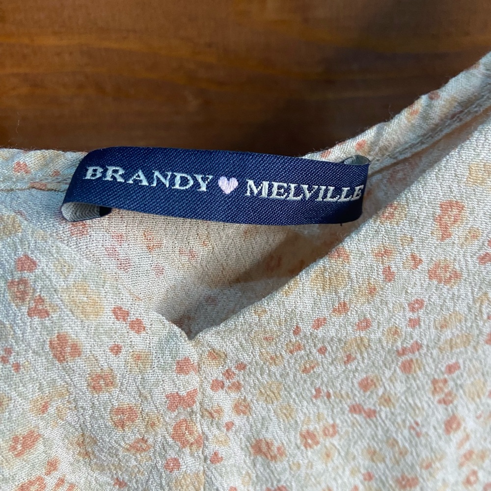 Brandy Melville Cream and Orange Floral Dress - Picture 2 of 7